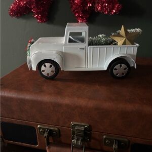 White Holiday Truck with Gold Star Decor